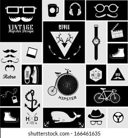 Hipster style info graphic element and icon . Vector illustration 
