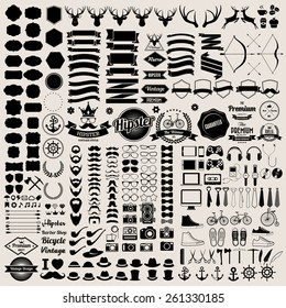 Hipster style infographics elements and icons set for retro design. Illustration eps10