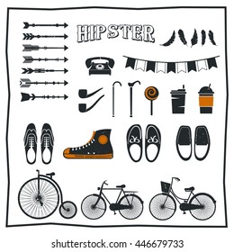 Hipster style infographics elements and icons set for retro design. Illustration eps10