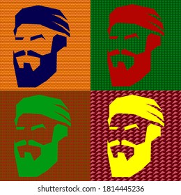 Hipster style man pop art pattern textured background