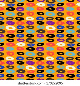 Hipster style multicolor  vector pattern with doughnut like shapes. Seamless texture for web, print, fabric, textile, children room decor, summer spring fashion, wrapping paper, wallpaper