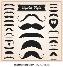 Hipster style mustache vector set collection