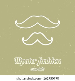 Hipster style. Mustaches on a vintage design background. Vector background. 