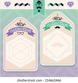 Hipster style price tags. Vector set.