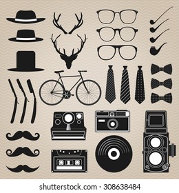 Hipster style set 1 . Vector illustration