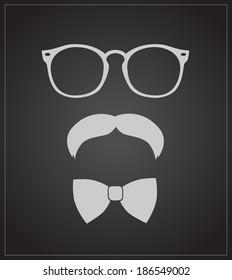 Hipster style set bowtie, glasses and mustaches. vector abstract illustration background