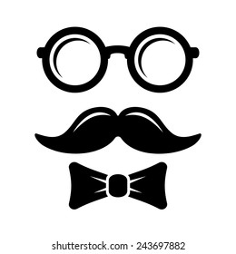Hipster Style Set Bowtie, Glasses and Mustaches. Vector illustration