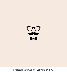 Hipster Style Set Bowtie, Glasses and Mustaches icon flat vector design.