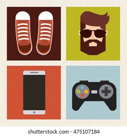 hipster style set collection isolated icons vector illustration design