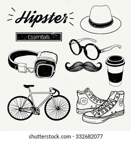 Hipster style sketch vector set