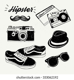 Hipster style sketch vector set