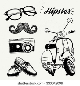 Hipster style sketch vector set