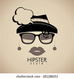 Hipster style vector background with fashion woman and speech bubble.
