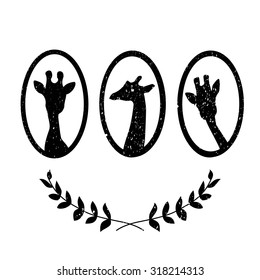 hipster style vignettes with giraffes and leaves