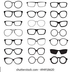 Hipster Summer Sunglasses Fashion Glasses Collection Isolated on White Vector Illustration EPS10