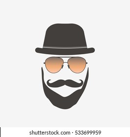 Hipster Men Sign Hat Design On Stock Vector (Royalty Free) 461659648 ...