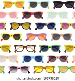 Hipster Sunglasses Seamless Vector Background