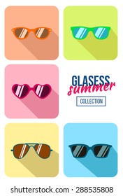 Hipster sunglasses set. Flat glasses illustration