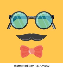 Hipster sunglasses. Web Banner Vector Flat Design