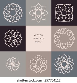 Hipster template logo. Modern lineart logo design elements