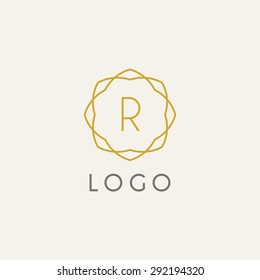 Hipster template logo. Modern lineart logo design elements