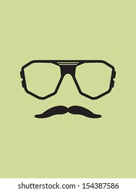 Hipster template. Nerd glasses and mustaches