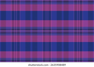 Hipster textile fabric pattern, manufacturing seamless texture background. Give plaid check tartan vector in blue and pink colors palette.