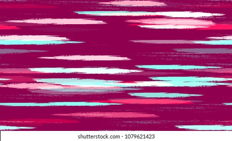 Hipster Texture with Strokes and Stripes. Hand Drawn Fashion Seamless Pattern. Painted Watercolor Style Texture. Cloth, Linen, Textile Print Design Background.