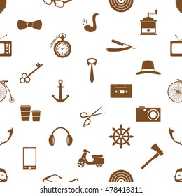 hipster theme and culture set of vector icons in seamless pattern eps10