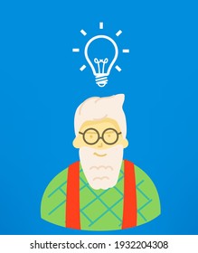 Hipster denkt. Ideenkonzept mit Hipster und Glühbirne