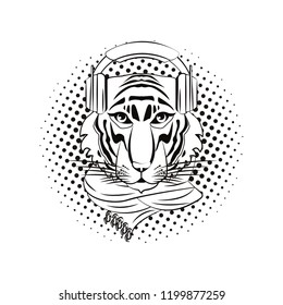 Hipster tiger cool sketch