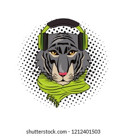 Hipster tiger cool sketch