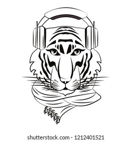 Hipster tiger cool sketch