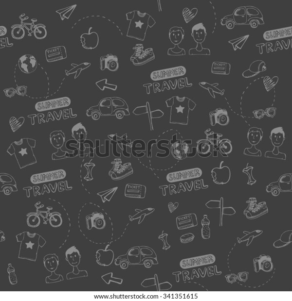 hipster\
travel vector hand drawn vector seamless\
pattern