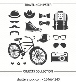 Hipster traveling objects collection