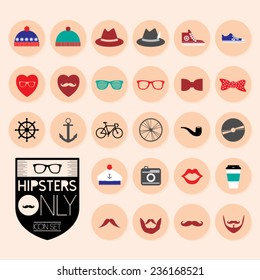 Hipster trend icons set