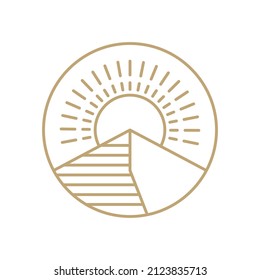 hipster triángulo montaña con diseño de logo sun, símbolo gráfico vectorial icono ilustración idea creativa