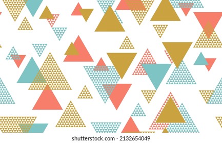 Hipster triangle shapes seamless pattern graohic design. Fabric print. Colorful triangles motion. Triangular shapes scandinavian endless pattern.