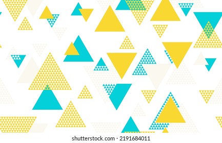 Hipster triangle shapes seamless pattern vector design. Abstract geometric geo print. Colorful triangles motion background. Triangular shapes scandinavian seamless pattern.