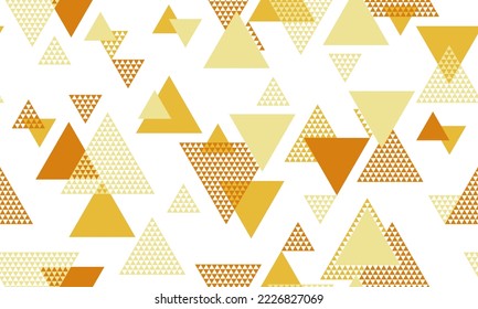 Hipster triangle shapes seamless pattern vector design. Fashion fabric patchwork design. Colorful triangles motion backdrop. Mix triangular shapes seamless pattern.