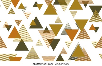 Hipster triangle shapes seamless pattern vector design. Wallpaper print. Colorful triangles motion backdrop. Triangular shapes scandinavian endless pattern.