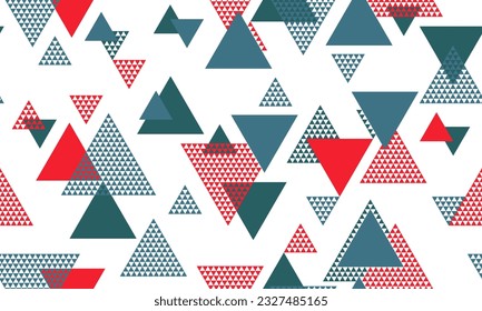 Hipster triangle shapes seamless pattern vector design. Fabric print. Colorful triangles motion background. Mix triangular shapes endless pattern.