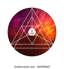 Hipster triangular colorful cosmic background. Vector Illustration for artwork, party flyers, posters, banners