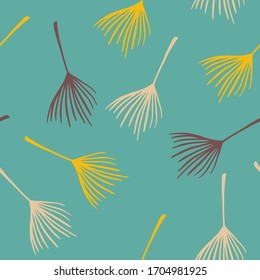 Hipster Tropical Vector Seamless Pattern. Dandelion Banana Leaves Feather Monstera Tropical Seamless Pattern. Beautiful Male Shirt Female Dress Texture. Doodle Floral Background. Nice Summer Fabrics.