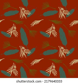 Hipster Tropical Vector Seamless Pattern. Painted Floral Background. Cool Summer Fabrics. Feather Banana Leaves Dandelion Monstera Tropical Seamless Pattern. Elegant Male Shirt Female Dress Texture.