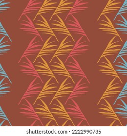 Hipster Tropical Vector Seamless Pattern. Feather Dandelion Monstera Banana Leaves Tropical Seamless Pattern. Beautiful Male Shirt Female Dress Texture. Drawn Floral Background. Nice Summer Fabrics.