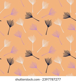Hipster Tropical Vector Seamless Pattern. Feather Dandelion Monstera Banana Leaves Tropical Seamless Pattern. Beautiful Male Shirt Female Dress Texture. Painted Floral Background. Fine Summer Fashion.