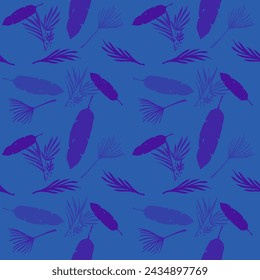 Hipster Tropical Vector Seamless Pattern. Elegant Male Shirt Female Dress Texture. Dandelion Feather Banana Leaves Monstera Tropical Seamless Pattern. Fine Summer Fabrics. Drawn Floral Background.