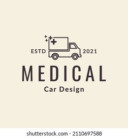hipster truck medical logo design, vector graphic symbol icon sign illustration