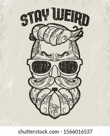 Hipster T-shirt Design, Retro style grunge print. Vector